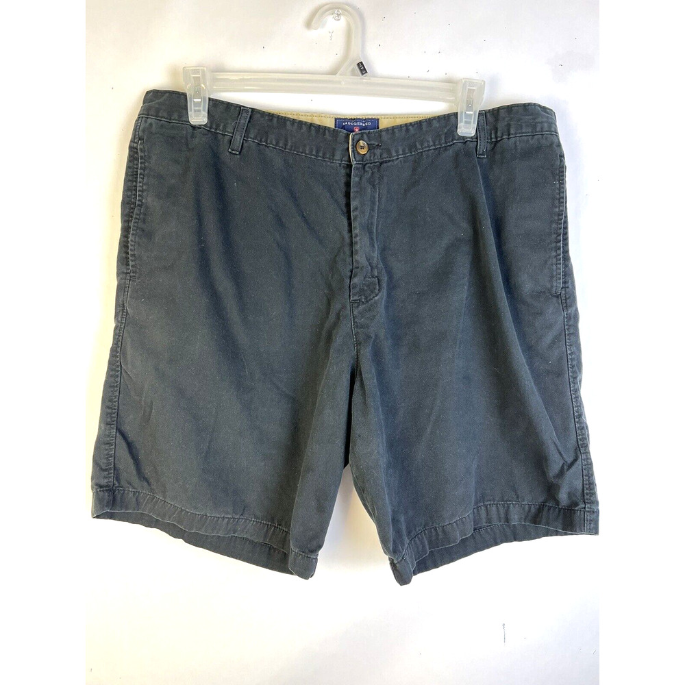 Saddlebred Shorts Men's 40 W Black Cotton Casual Flat Front Bermuda Preppy